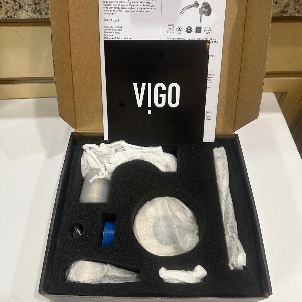 Vigo VG05001BN Brushed Nickel Olus Wall Mounted Vessel Bathroom Faucet